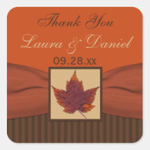 PRINTED RIBBON Autumn Leaf 1.5" Wedding Sticker