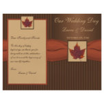 PRINTED RIBBON Autumn Leaf, Stripe Wedding Program