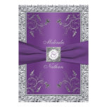 PRINTED RIBBON Purple Silver Wedding Invitation