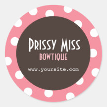 Prissy Miss Pink Polka Dot Chic Round Sticker