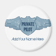 Private Pilot Blue Wings Refrigerator Magnets