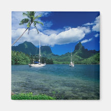 Private yachts anchored in Opunohu Bay on the Refrigerator Magnet