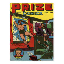 PRIZE COMICS Cool Vintage Comic Book Cover Art Post Card