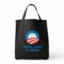 Pro-Obama - PEACE, LOVE, AND OBAMA Tote Bag