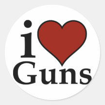 Pro Second Amendment: I Heart Guns Round Sticker