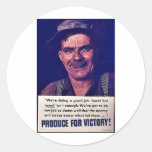 Produce For Victory! Round Sticker