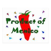 Product of Mexico, Red Chilli Pepper T-Shirts Postcards