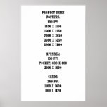 Product Size Chart posters