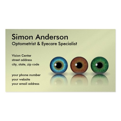 Professional Eyeballs Optometry Business Cards