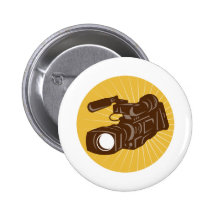 Professional Video Camera Camcorder Retro Pinback Buttons