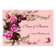 Profile Card Vintage Pink Roses Business Card Templates