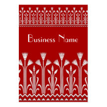 Profile Card Vintage Victorian Pattern Red White Business Card Templates