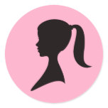 Profile of a girl with pony tail stickers