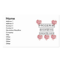 Progeria: Short Time, Great Lives with red hearts Business Card Template