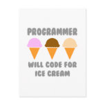 Programmer ... Will Code For Ice Cream postcards