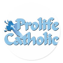 Prolife Catholic Cross Round Stickers