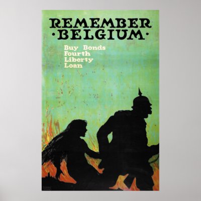 Propaganda Poster "Remember Belgium" WWII by harlowandcompany