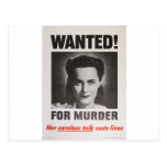 Propaganda Poster "Wanted for Murder" WWII Post Card