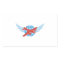 Propeller Aeroplane Wings Globe Retro