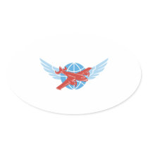 Propeller Aeroplane Wings Globe Retro