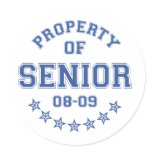 Property Of Senior Round Stickers