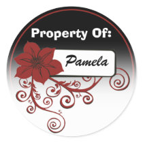 Property Of Sticker (floral red & background )