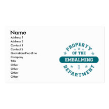 Property of the Embalming Department Business Card