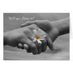 Proposal, Marry me Card with hands and daisy