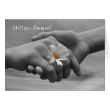 Proposal, Marry me Card with hands and daisy