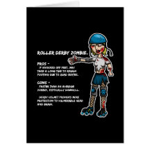 Pros and Cons Roller Derby Zombie Greeting Card
