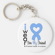 Prostate Cancer Light Blue Heart Ribbon FRIEND Keychains