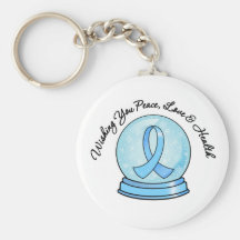 Prostate Cancer Ribbon Merry Christmas Snowglobe Key Chain