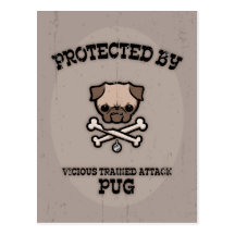 Protected By Pug Postcards