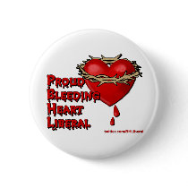 Proud Bleeding Heart Liberal Pinback Buttons