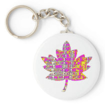 PROUD CANADIAN - Floral Pink Maple Leaf Keychain