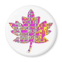PROUD CANADIAN - Floral Pink Maple Leaf Fridge Magnet