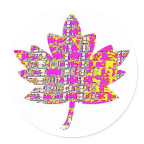 PROUD CANADIAN - Floral Pink Maple Leaf Round Stickers