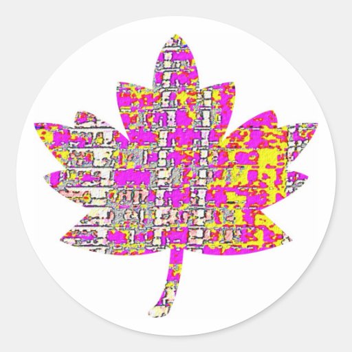 PROUD CANADIAN - Floral Pink Maple Leaf Round Stickers