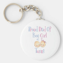 Proud Dad of Boy Girl Twins Keychains