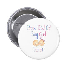 Proud Dad of Boy Girl Twins Pinback Buttons