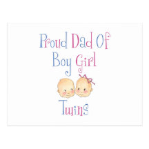 Proud Dad of Boy Girl Twins Postcard