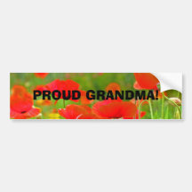 PROUD GRANDMA! bumper stickers Poppy Flowers