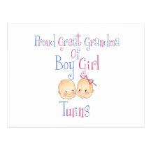 Proud Great Grandma Of Boy Girl Twins Post Cards