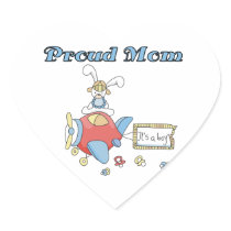 Proud Mum Aeroplane It's a Boy Gifts Heart Stickers