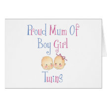 Proud Mum of Boy Girl Twins Greeting Cards