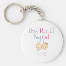 Proud Mum of Boy Girl Twins Keychain
