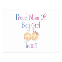 Proud Mum Of Boy Girl Twins Post Card