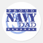 Proud Navy Dad Round Sticker