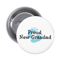 Proud New Grandad Baby Boy Footprints Buttons