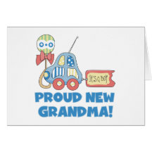 Proud New Grandma-It's a Boy Tshirts and Gifts Greeting Card